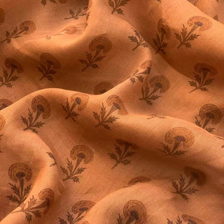 orange printed ramie fabric