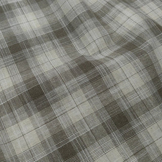 Close up of plaid cotton slub fabric by Yardblox