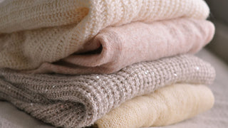 Pile of sweater knit fabrics