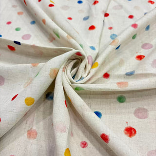 Yardblox Exclusive Made in Korea Fashion Designer Polka Dot Linen/Multi Color Non-Stretch Rayon Linen Blended Plain Woven DS16410