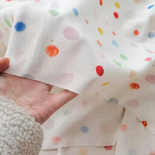 Yardblox Exclusive Made in Korea Fashion Designer Polka Dot Linen/Multi Color Non-Stretch Rayon Linen Blended Plain Woven DS16410