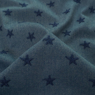 Yardblox Exclusive Made in Japan HOKKOH Stars Multi Color Non-Stretch Embroidery Cotton Bull Denim Twill DS21522