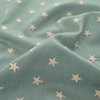 Yardblox Exclusive Made in Japan HOKKOH Stars Multi Color Non-Stretch Embroidery Cotton Bull Denim Twill DS21522