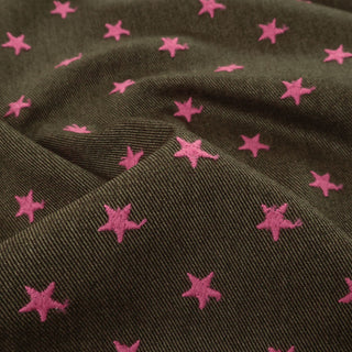 Yardblox Exclusive Made in Japan HOKKOH Stars Multi Color Non-Stretch Embroidery Cotton Bull Denim Twill DS21522