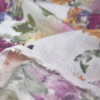 2026 Version Yardblox Exclusive Made in Italy Fashion Designer Floral White/Multi Color Non-Stretch Cotton Tencel™ / Lyocell Blended Plain Woven DS25511