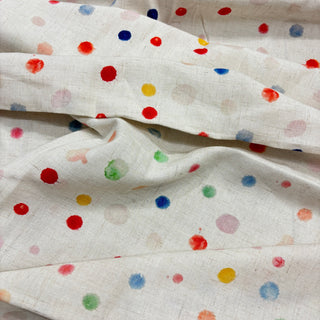 Yardblox Exclusive Made in Korea Fashion Designer Polka Dot Linen/Multi Color Non-Stretch Rayon Linen Blended Plain Woven DS16410