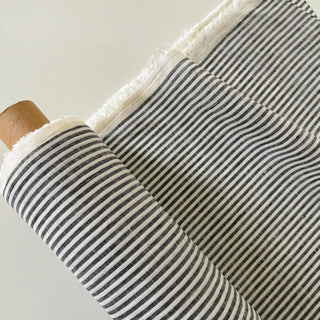 Made In France Premium Quality Stripes Multi Color Non-Stretch Washed / Softened Organic Linen Plain Woven DS006100