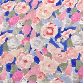 Yardblox Exclusive Made in Japan Fashion Designer Floral Blue/Pink Non-Stretch Linen Tencel™ / Lyocell Blended Plain Woven B017558