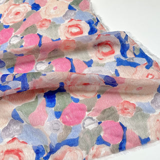 Yardblox Exclusive Made in Japan Fashion Designer Floral Blue/Pink Non-Stretch Linen Tencel™ / Lyocell Blended Plain Woven B017558