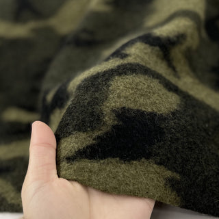 Yardblox Exclusive Japanese Fashion Designer Camouflage Green Stretch Wool Polyester Blended Knit Coating / Jacketing B017597