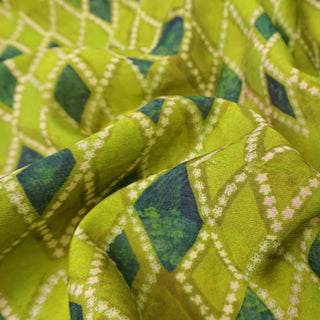 Japanese Fashion Designer Geometric Green Non-Stretch Tencel™ / Lyocell Linen Blended Plain Woven B017598