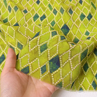 Japanese Fashion Designer Geometric Green Non-Stretch Tencel™ / Lyocell Linen Blended Plain Woven B017598