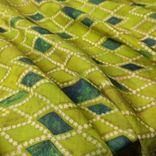 Japanese Fashion Designer Geometric Green Non-Stretch Tencel™ / Lyocell Linen Blended Plain Woven B017598