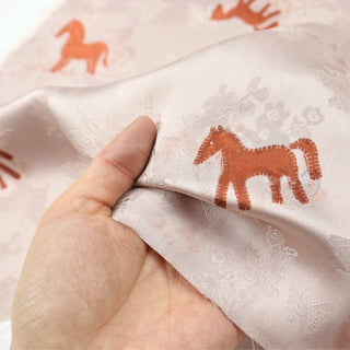 Japanese Luxury Designer Animal Pink Non-Stretch Viscose Jacquard Satin B017599