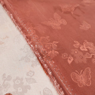 Japanese Luxury Designer Animal Pink Non-Stretch Viscose Jacquard Satin B017599