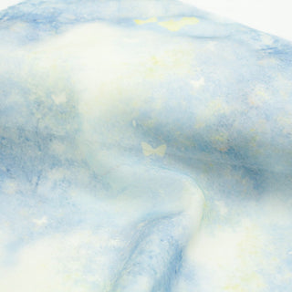 Japanese Fashion Designer Butterfly Blue Non-Stretch Linen Tencel™ / Lyocell Blended Plain Woven B017602