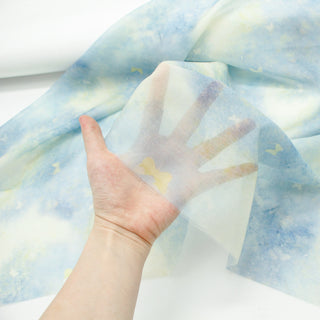 Japanese Fashion Designer Butterfly Blue Non-Stretch Linen Tencel™ / Lyocell Blended Plain Woven B017602