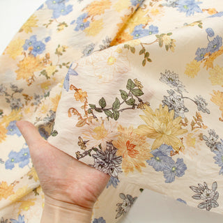 Japanese Fashion Designer Floral Yellow Non-Stretch Linen Tencel™ / Lyocell Blended Dobby Jacquard B017603