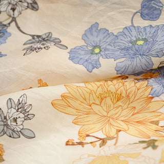 Japanese Fashion Designer Floral Yellow Non-Stretch Linen Tencel™ / Lyocell Blended Dobby Jacquard B017603