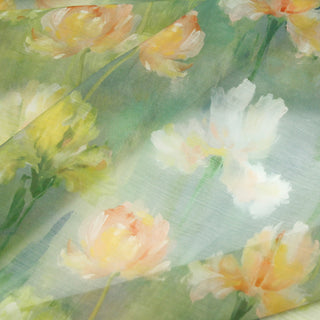 Japanese Fashion Designer Floral Green Non-Stretch Linen Tencel™ / Lyocell Blended Plain Woven B017604