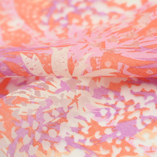 Japanese Fashion Designer Floral Orange Non-Stretch Burnout Linen Tencel™ / Lyocell Blended Plain Woven B017607