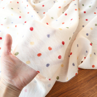 Japanese Fashion Designer Polka Dot Off-White Non-Stretch Linen Tencel™ / Lyocell Blended Plain Woven B017608