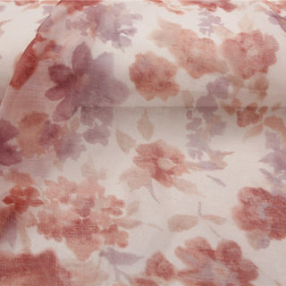 Japanese Fashion Designer Floral Red Non-Stretch Linen Tencel™ / Lyocell Blended Plain Woven B017609