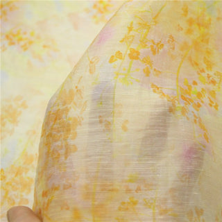Japanese Fashion Designer Floral Yellow Non-Stretch Linen Tencel™ / Lyocell Blended Plain Woven B017611