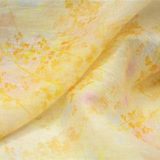 Japanese Fashion Designer Floral Yellow Non-Stretch Linen Tencel™ / Lyocell Blended Plain Woven B017611