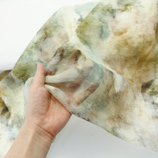 Japanese Fashion Designer Abstract Green Non-Stretch Linen Tencel™ / Lyocell Blended Plain Woven B017615