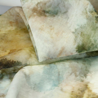 Japanese Fashion Designer Abstract Green Non-Stretch Linen Tencel™ / Lyocell Blended Plain Woven B017615