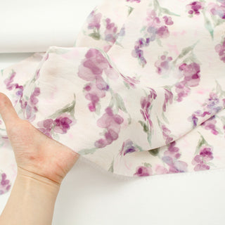 Japanese Fashion Designer Floral Purple Non-Stretch Linen Tencel™ / Lyocell Blended Plain Woven B017616