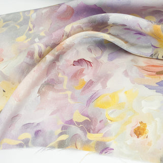 Japanese Fashion Designer Floral Purple Non-Stretch Sheen Linen Tencel™ / Lyocell Blended Plain Woven B017620