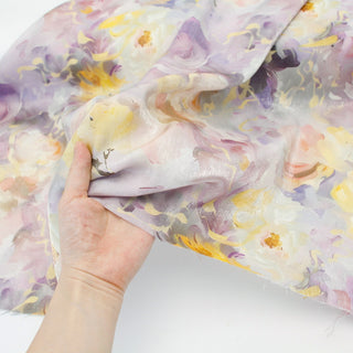 Japanese Fashion Designer Floral Purple Non-Stretch Sheen Linen Tencel™ / Lyocell Blended Plain Woven B017620