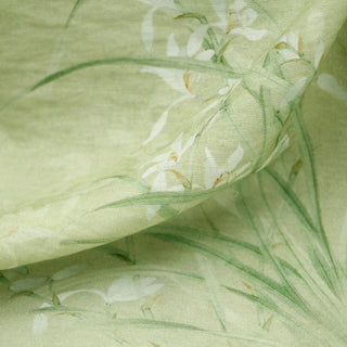 Japanese Fashion Designer Floral Green Non-Stretch Linen Tencel™ / Lyocell Blended Plain Woven B017622