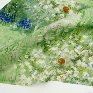 Japanese Fashion Designer Botanical Green Non-Stretch Linen Tencel™ / Lyocell Blended Plain Woven B017624