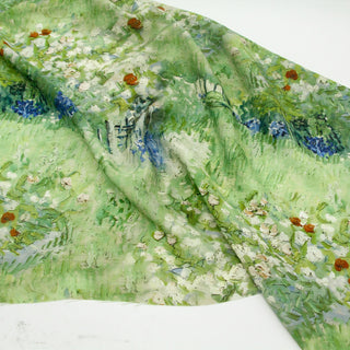 Japanese Fashion Designer Botanical Green Non-Stretch Linen Tencel™ / Lyocell Blended Plain Woven B017624