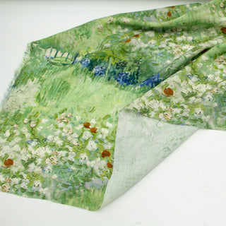 Japanese Fashion Designer Botanical Green Non-Stretch Linen Tencel™ / Lyocell Blended Plain Woven B017624