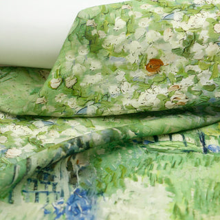 Japanese Fashion Designer Botanical Green Non-Stretch Linen Tencel™ / Lyocell Blended Plain Woven B017624