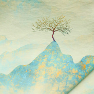 Japanese Fashion Designer Botanical Green Non-Stretch Linen Tencel™ / Lyocell Blended Plain Woven B017626