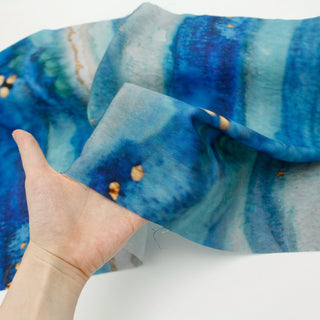 Japanese Fashion Designer Abstract Blue Non-Stretch Linen Tencel™ / Lyocell Blended Plain Woven B017628
