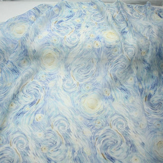 Japanese Fashion Designer Abstract Blue Non-Stretch Linen Tencel™ / Lyocell Blended Plain Woven B017629