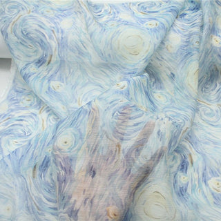 Japanese Fashion Designer Abstract Blue Non-Stretch Linen Tencel™ / Lyocell Blended Plain Woven B017629