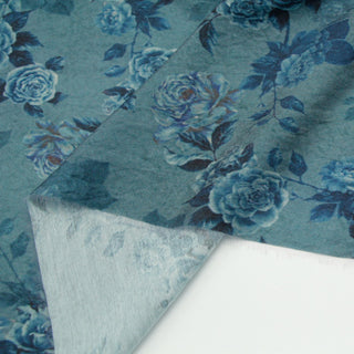 Japanese Fashion Designer Floral Blue Non-Stretch Linen Tencel™ / Lyocell Blended Plain Woven B017630