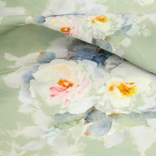 Japanese Fashion Designer Floral Green Non-Stretch Linen Tencel™ / Lyocell Blended Plain Woven B017631