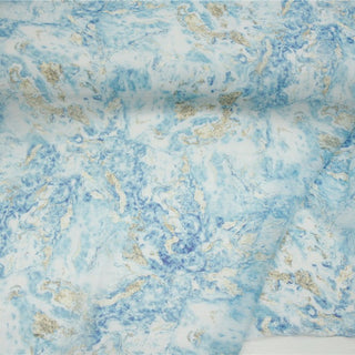 Japanese Fashion Designer Abstract Blue Non-Stretch Linen Tencel™ / Lyocell Blended Plain Woven B017634