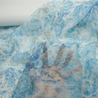 Japanese Fashion Designer Abstract Blue Non-Stretch Linen Tencel™ / Lyocell Blended Plain Woven B017634