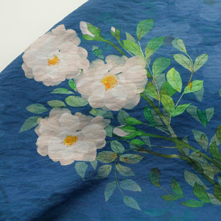 Japanese Fashion Designer Floral Blue Non-Stretch Linen Tencel™ / Lyocell Blended Plain Woven B017636