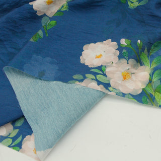 Japanese Fashion Designer Floral Blue Non-Stretch Linen Tencel™ / Lyocell Blended Plain Woven B017636