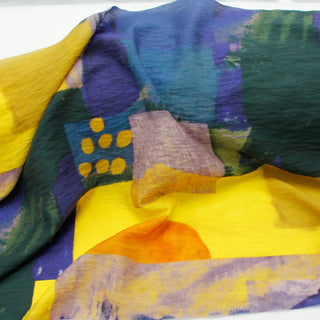 Japanese Fashion Designer Abstract Multi Color Non-Stretch Linen Tencel™ / Lyocell Blended Plain Woven B017637